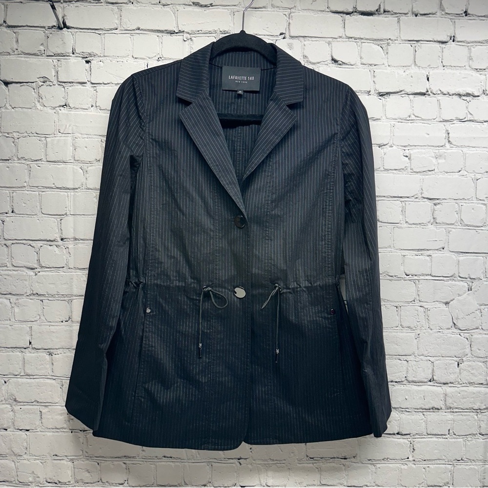 Lafayette 148 New York Porsha sanders pinstripe black Blazer/jacket sz XS